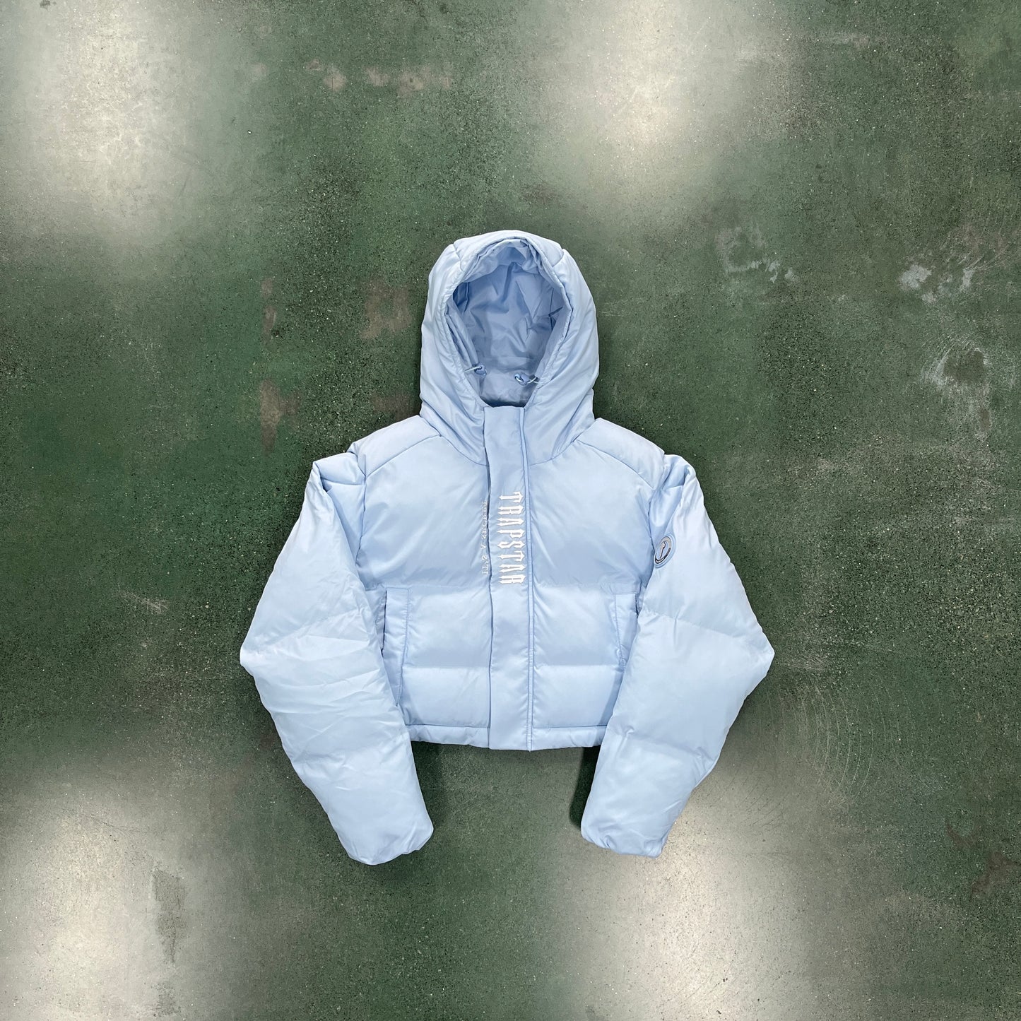 Sky Blue Women TrapStar Decoded Hooded Puffer 2.0 Jacket