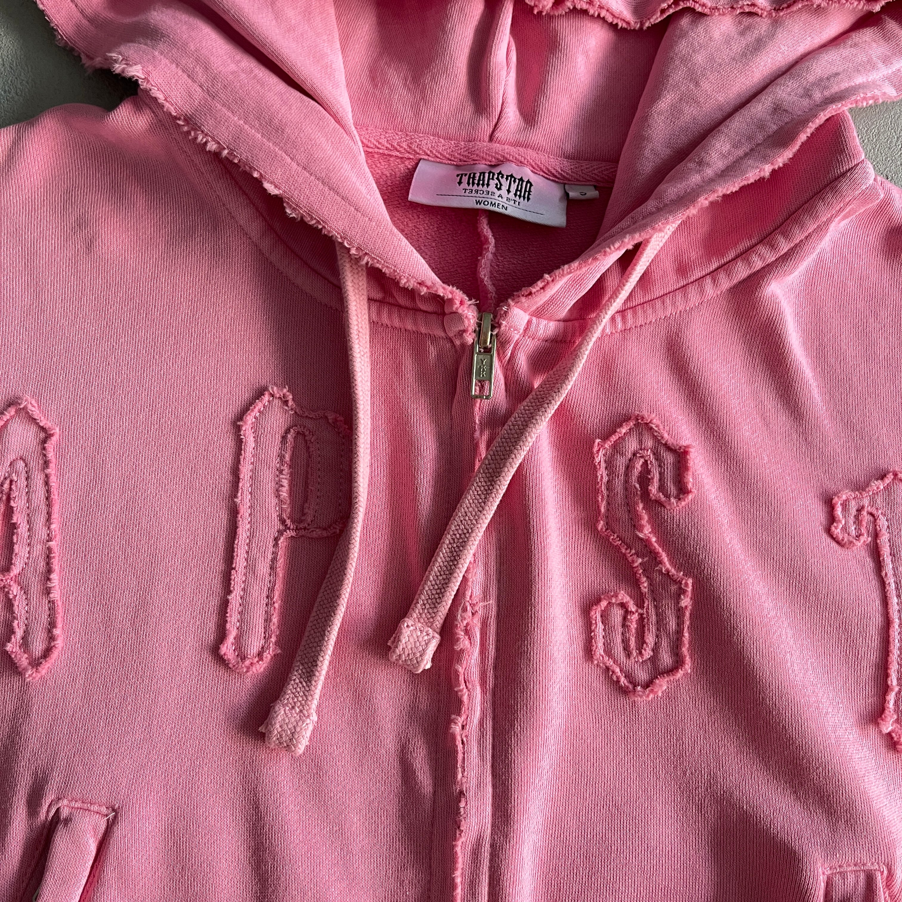 Women TrapStar Pink Tracksuit Cropped Zip – TrapStore