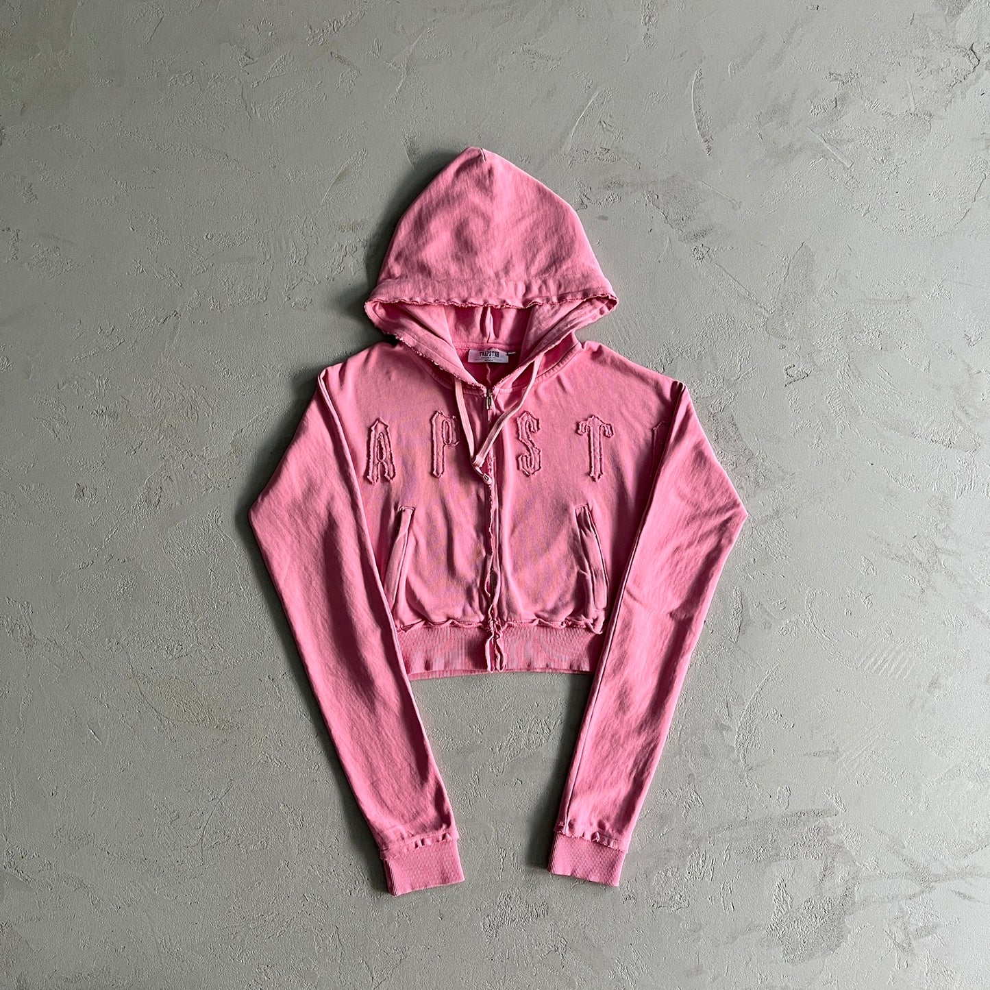 Women TrapStar Pink Tracksuit Cropped Zip