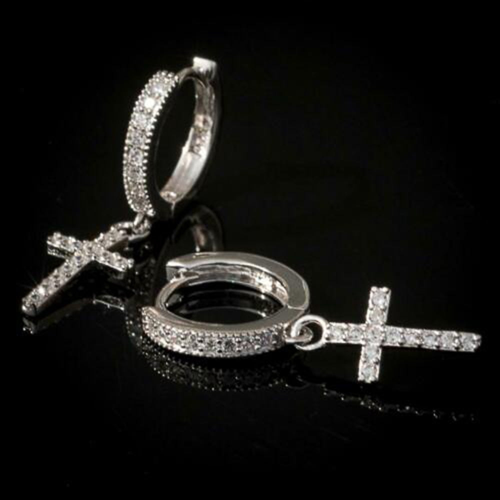 Iced Out Cross Earring