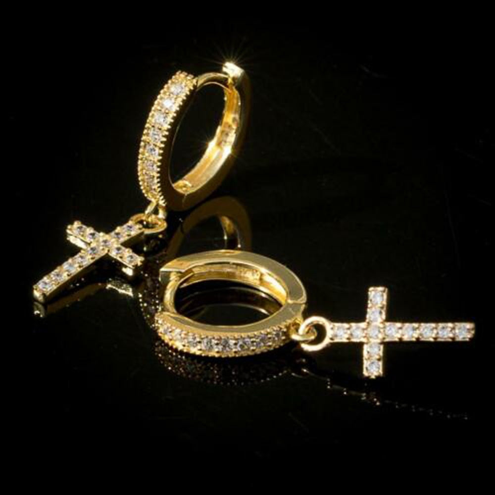 Iced Out Cross Earring