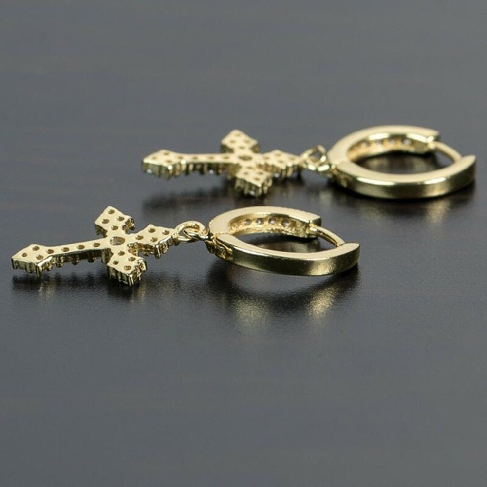 Iced Out Cross Earring