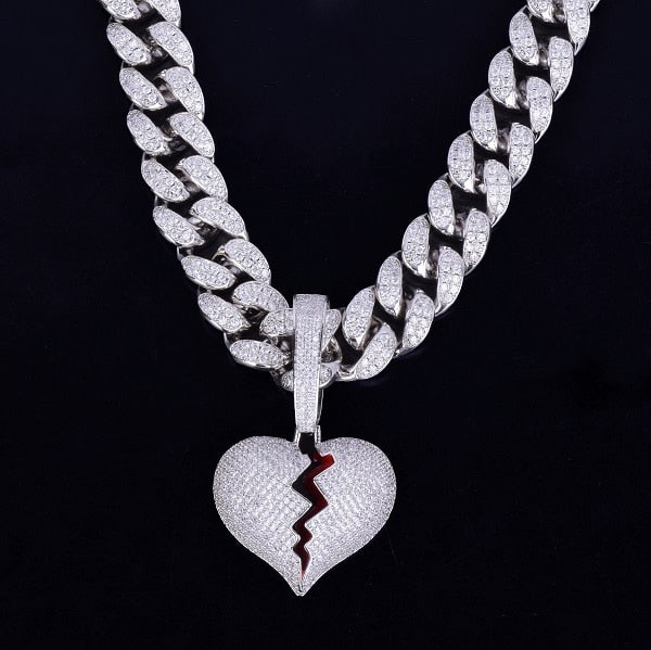 Iced Out Broken Heart Cuban Chain