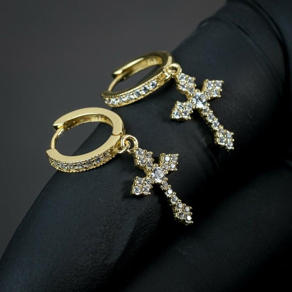 Iced Out Cross Earring